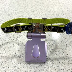 COASTAL RIBBON DOG PET COLLAR SIZE SMALL 12-18 inch LIME GREEN PAWS EASY-CLASP
